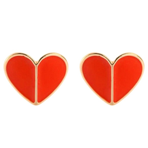 KATE SPADE • Red Heritage Spade Heart Stud Earrings - Picture 1 of 5